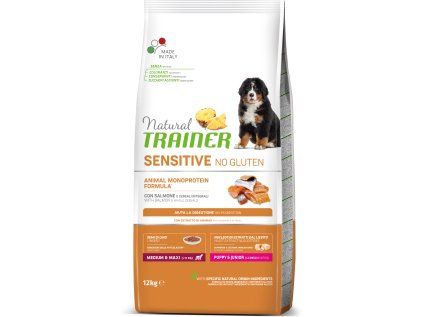 Natural Trainer Sensitive No Gluten Puppy & Junior M/M losos 12 kg
