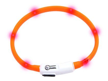 Karlie Visiolight svíticí LED obojek 35cm oranžový