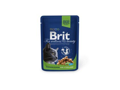 Kapsička Brit Cat Premium Pouches kuřecí plátky Sterilised 100 g