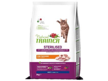 Natural Trainer Cat Sterilised krůtí maso 3 kg