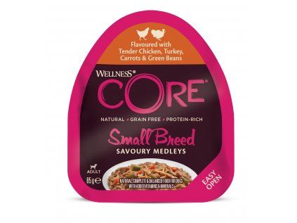 Wellness CORE Small Breed Savoury Medleys Flavoured with Tender Chicken, Turkey, Carrots & Green Beans 85 g