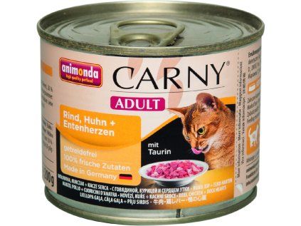 Konzerva Animonda Carny Adult hovězí + kuřecí + kachní srdce 200 g