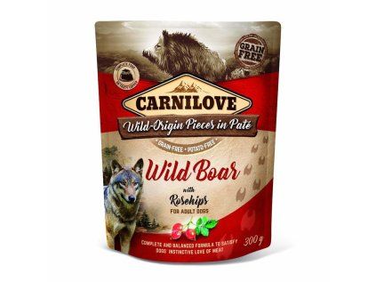 Kapsička Carnilove Dog Paté Wild Boar with Rosehips 300 g