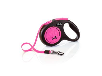 Flexi New Neon M pásek 5m/25 kg růžové