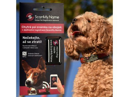 ScanMy.Name chytrá psí známka s čipem - Antracit