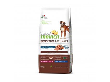 Natural Trainer Sensitive dog NO GRAIN M/M pstruh 12 kg