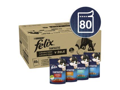 Felix Fantastic Multipack 1 (80 x 85 g) hovězí/kuře/tuňák/treska v želé