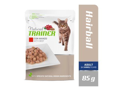 Kapsička Natural Trainer Cat Adult HAIRBALL hovězí 85 g