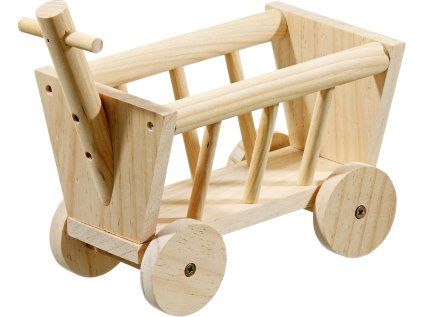 Flamingo doplněk pro hlodavce vozík NATURE WOOD MANGER HANDCART 20 cm