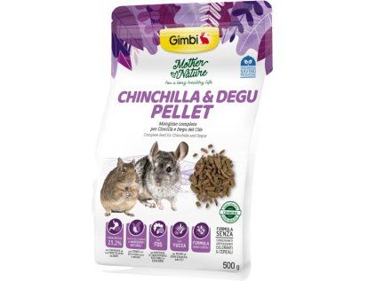 GIMBI MOTHER NATURE  činčila a degu sušené pelety 500g