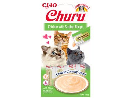 Churu cat masové pyré - kuře, hřebenatky 56 g
