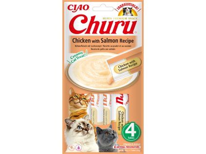 Churu cat masové pyré - kuře, losos 56 g