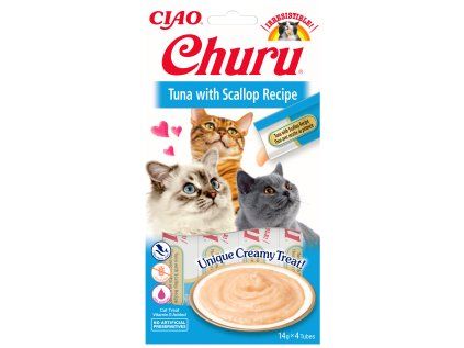 Churu cat masové pyré - tuňák, hřebenatky 56 g