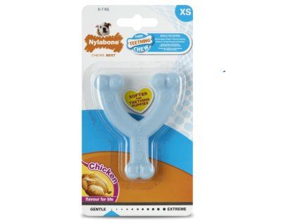 Nylabone hračka Puppy Wishbone příchuť kuřecí modrá XS