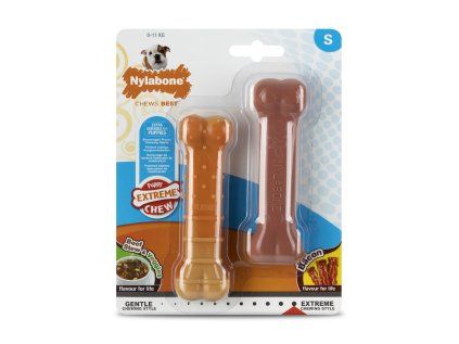 Nylabone hračka Extreme kost příchuť slanina a hovězí S 2ks