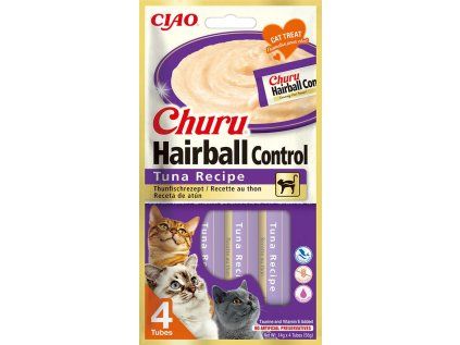 Churu Cat Hairball masové pyré - tuňák 4 x 14 g