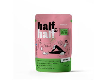 Kapsička Half&Half Kitten kousky v želé krůta 100 g