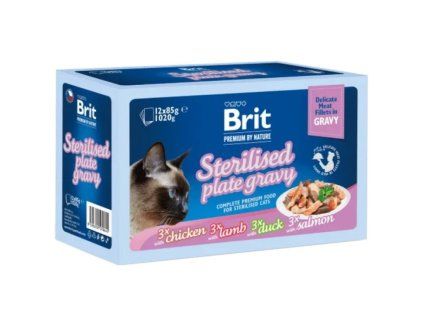 Brit Premium Cat Delicate Fillets Gravy Family Plate Sterilised kapsička pro kastrované kočky 12x85g