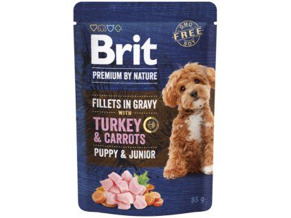 Brit Premium by Nature Fillets in Gravy with Turkey&Carrots kapsička pro štěňata a mladé psy  85g
