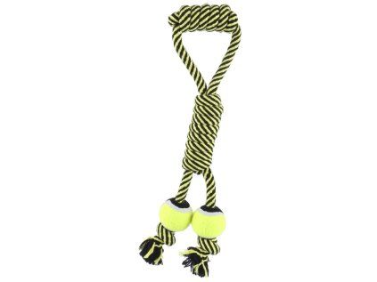 Huhubamboo hračka pro psy míč na šňůře žlutý 38cm