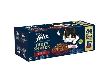 Kapsička Felix Tasty Shreds Multipack hovězí/kuře/kachna/krůta ve šťávě 44x80 g