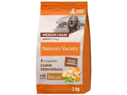 60108 nature s variety no grain pro stredni psy s kurecim 3kg