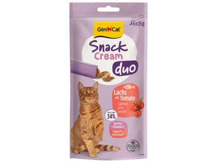 GimCat Snack Cream Duo losos a rajče 6×15 g