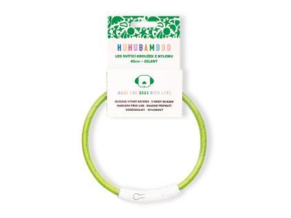 Huhubamboo LED svítící obojek z nylonu zelený 45 cm