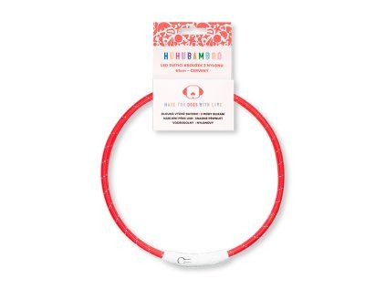 Huhubamboo LED svítící obojek z nylonu červený 65 cm