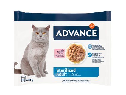 Kapsičky pro sterilizované kočky ADVANCE Cat Sterilized krůtí 4×85 g