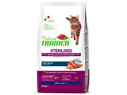 Granule pro sterilizované kočky Natural Trainer pstruh 1,5 kg
